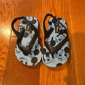 Disney Kids Mickey Mouse Flip Flops - Black and Light Blue